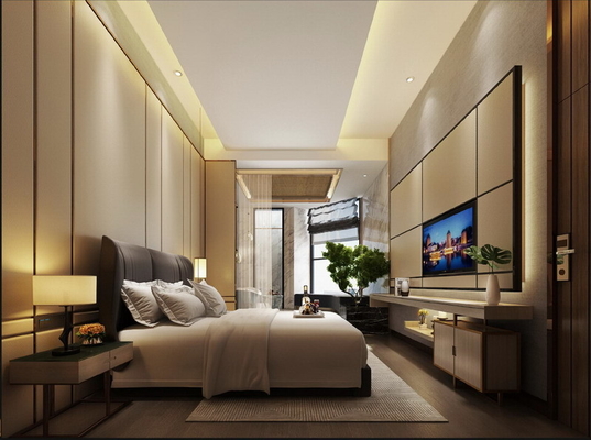 SGS Certified Hotel Bedroom Furniture ชุดหัวเตียงคู่ 1800 * 2000mm