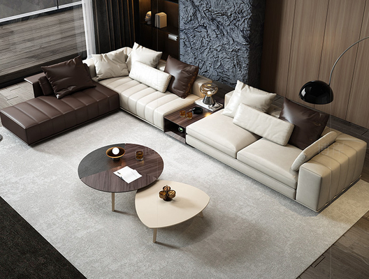 Simple Living Room เฟอร์นิเจอร์วิลล่า เบาะผ้า พื้นผิว สีวอลนัท กันรอยขีดข่วน