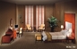 ชุดเฟอร์นิเจอร์ห้องนอนโรงแรม Gelaimei Cherry Color พร้อมโต๊ะเครื่องแป้งไม้เนื้อแข็ง
